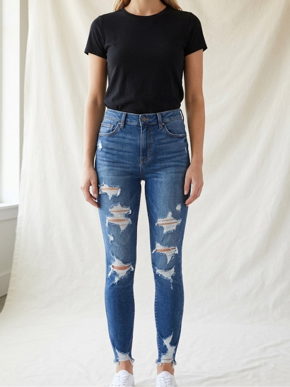 American Eagle Curvy High‑Rise Jegging Size 4 Distressed Y2K Denim | Streetwear